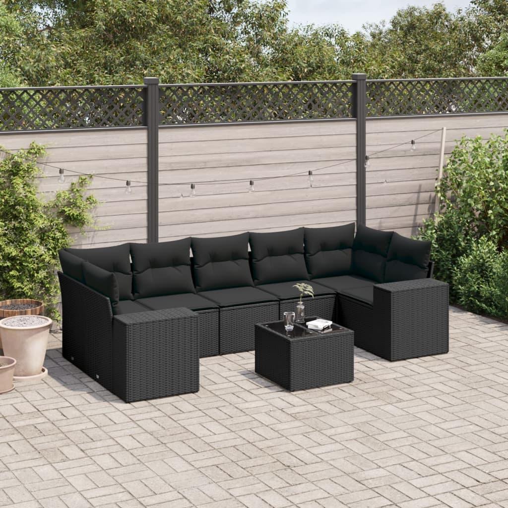 Sofasæt Til Haven 8 Dele Med Hynder Polyrattan - Sort