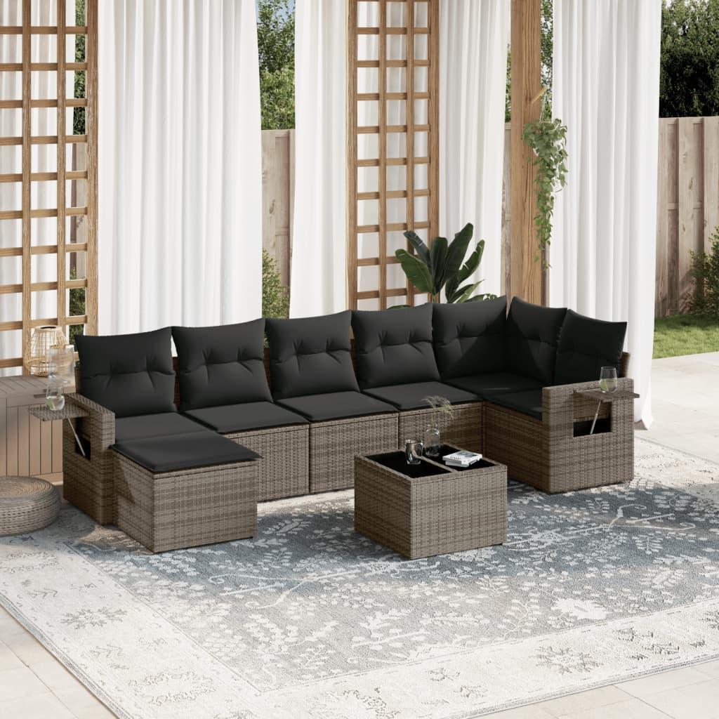 Sofasæt Til Haven 8 Dele Med Hynder Polyrattan - Grå / Uden bord