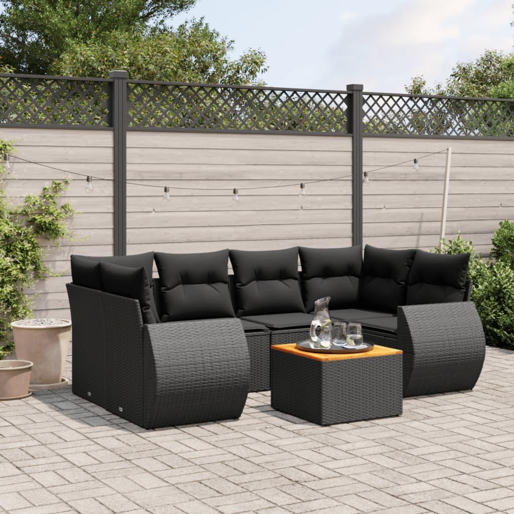Sofasæt Til Haven 7 Dele Med Hynder Polyrattan Beige - Sort