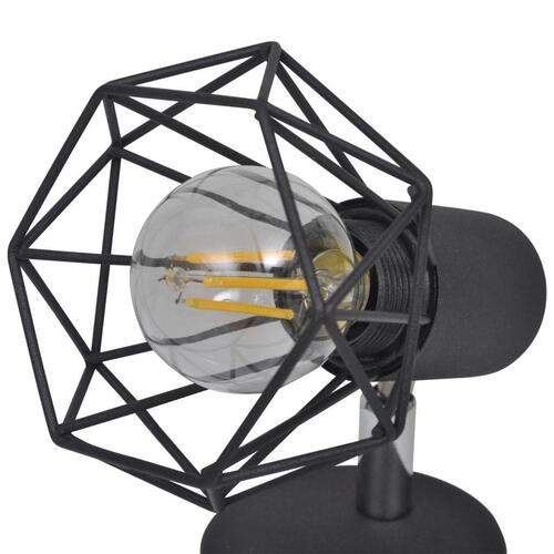 Væglamper 2 stk. med LED-pærer industriel stil sort