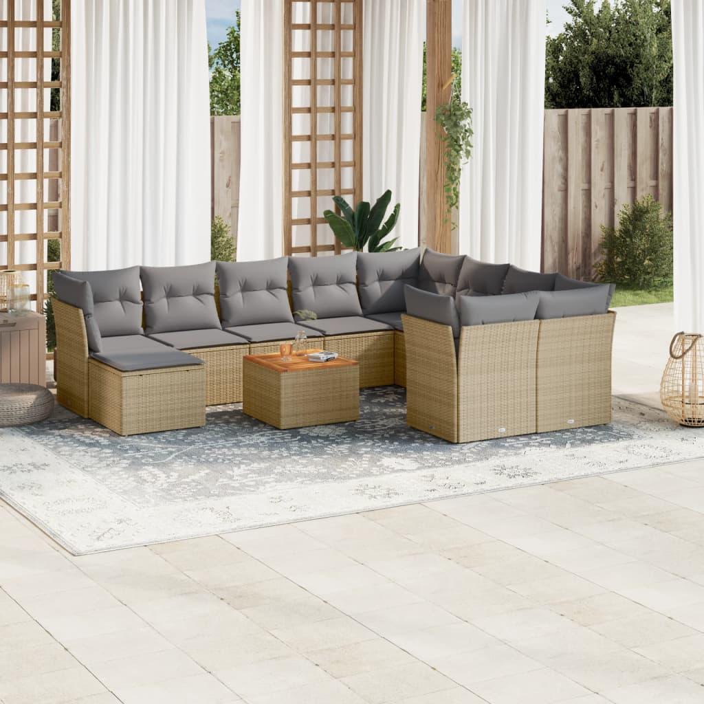 Sofasæt Til Haven 11 Dele Med Hynder Polyrattan - beige og grå