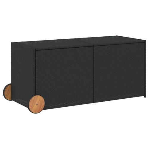 Opbevaringsboks med hjul 283 l polyrattan sort