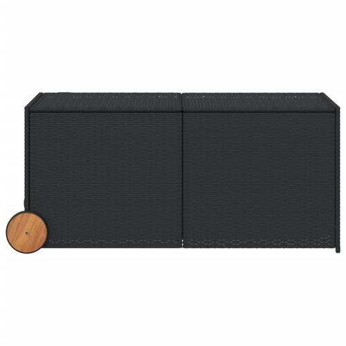 Opbevaringsboks med hjul 283 l polyrattan sort