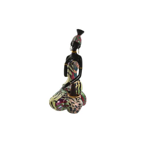 Dekorativ figur Home ESPRIT Multifarvet Afrikansk kvinde 9 x 7 x 16,5 cm (2 enheder)