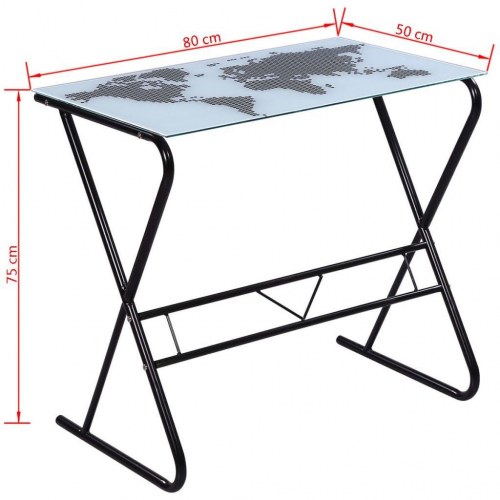 Glasskrivebord med verdenskort mønster