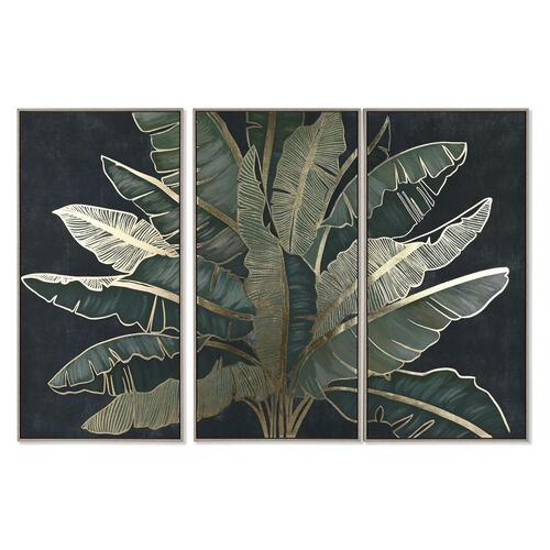 Sæt med 3 malerier Home ESPRIT Palmer Tropisk 180 x 4 x 120 cm (3 Dele)