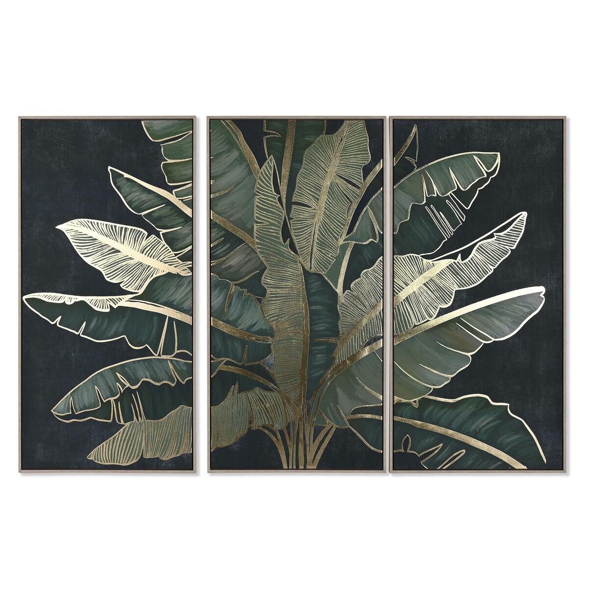 Sæt med 3 malerier Home ESPRIT Palmer Tropisk 180 x 4 x 120 cm (3 Dele)