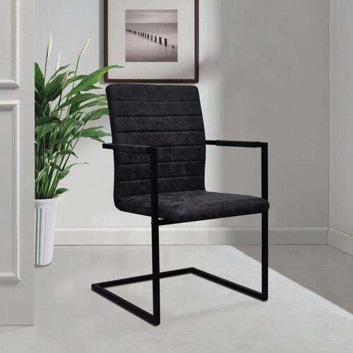 Spisebordsstole med cantilever 2 stk. kunstlæder sort