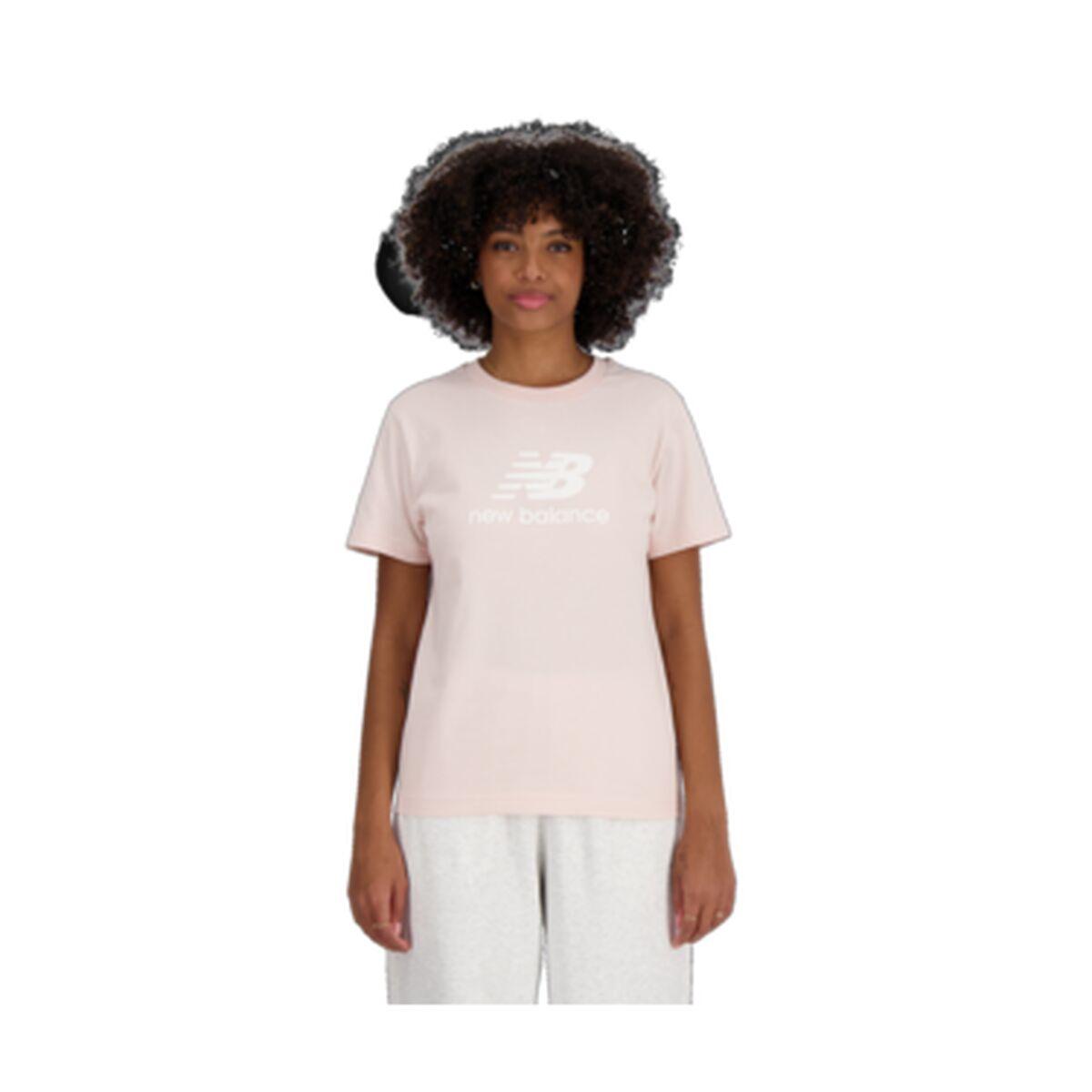 Kortærmet T-shirt til Kvinder New Balance ESSENJERSEY LOGO WT41502 OUK Pink M