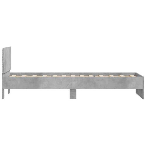 Sengeramme med sengegavl og LED-lys 75x190 cm betongrå