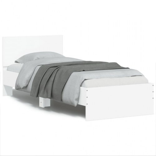 Sengeramme med sengegavl og LED-lys 75 x 190 cm - hvid