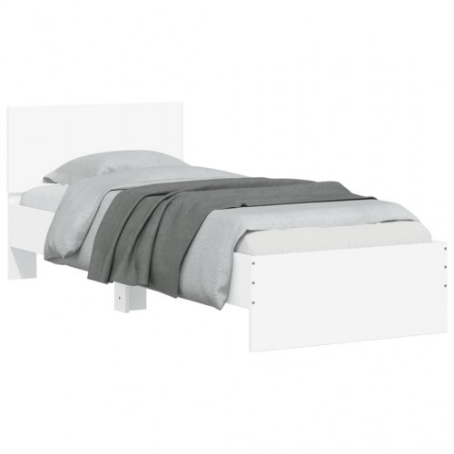Sengeramme med sengegavl og LED-lys 75 x 190 cm - hvid