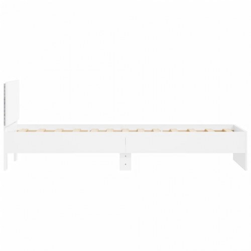 Sengeramme med sengegavl og LED-lys 75 x 190 cm - hvid