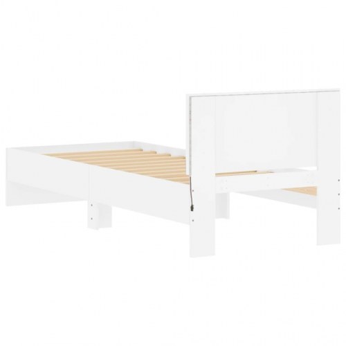 Sengeramme med sengegavl og LED-lys 75 x 190 cm - hvid