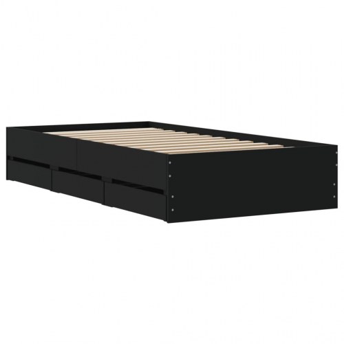 Sengeramme med skuffer 75×190 cm i konstrueret træ - sort