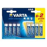 Batteri Varta LR6 AAA 1,5V High Energy (8 stk)