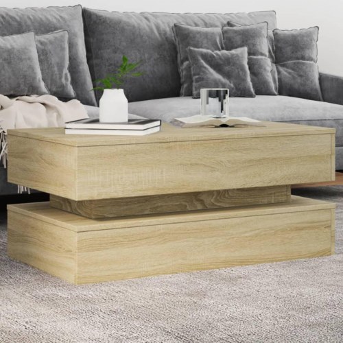Sofabord med LED-lys 90 x 50 x 40 cm - sonoma-eg