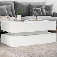 Sofabord med LED-lys 90x50x40 cm hvid