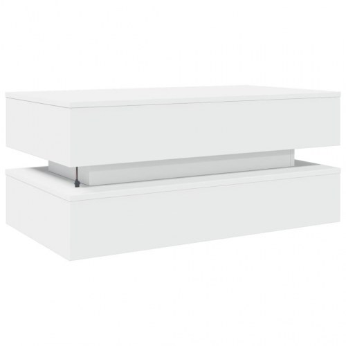 Sofabord med LED-lys 90x50x40 cm hvid