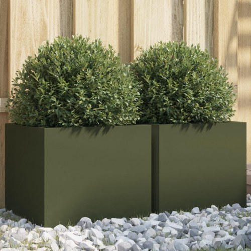 Plantekasser 2 stk. 32 x 30 x 29 cm - olivengrøn