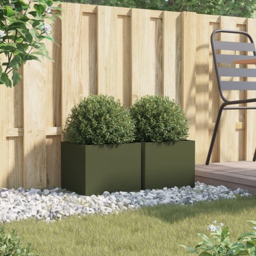 Plantekasser 2 stk. 32 x 30 x 29 cm - olivengrøn
