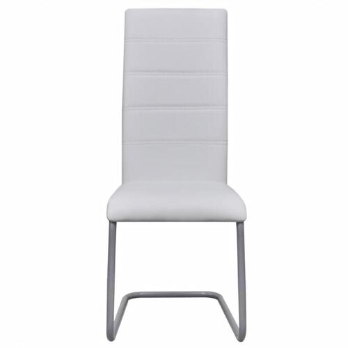 Spisebordsstole med cantilever 4 stk. kunstlæder hvid
