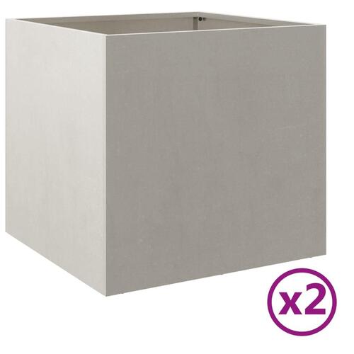 Plantekasser 2 stk. 49x47x46 cm rustfrit stål sølvfarvet