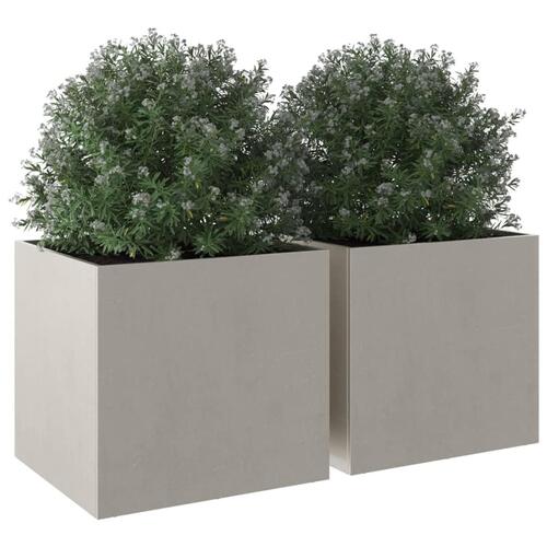 Plantekasser 2 stk. 49x47x46 cm rustfrit stål sølvfarvet