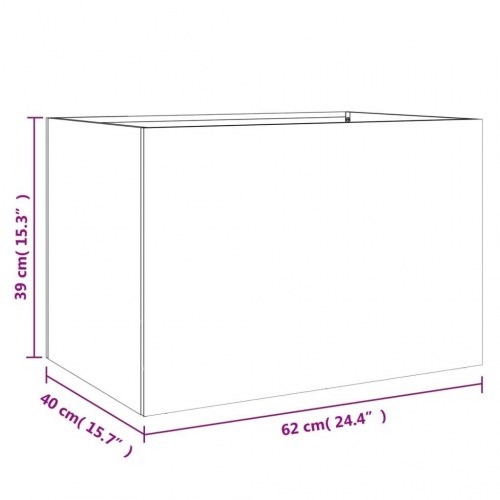Plantekasse i koldvalset stål 62 x 40 x 39 cm - hvid