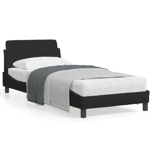 Sengeramme med hovedgærde uden madras Sort 90x190 cm Stof