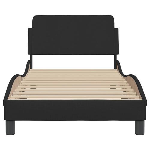 Sengeramme med hovedgærde uden madras Sort 90x190 cm Stof