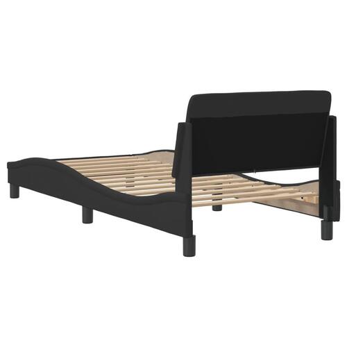 Sengeramme med hovedgærde uden madras Sort 90x190 cm Stof