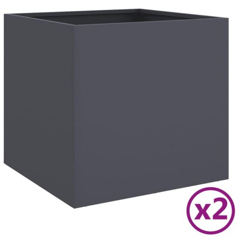 Plantekasser 2 stk. 49x47x46 cm stål antracitgrå