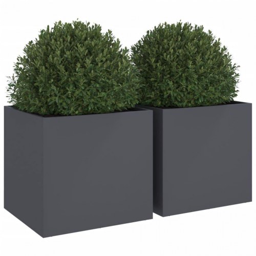 Plantekasser 2 stk. 49x47x46 cm stål antracitgrå