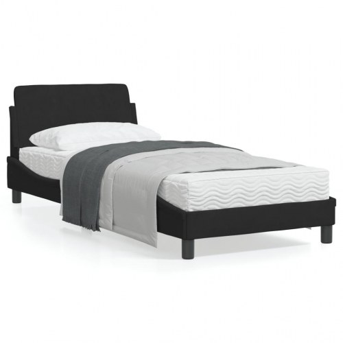 Sengeramme med sengegavl Dover sort 90 x 190 cm - fløjl