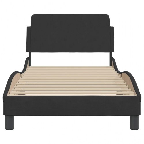 Sengeramme med sengegavl Dover sort 90 x 190 cm - fløjl