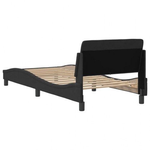 Sengeramme med sengegavl Dover sort 90 x 190 cm - fløjl