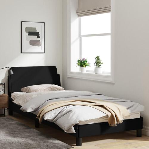 Sengeramme med hovedgærde uden madras Sort 90x200 cm Stof