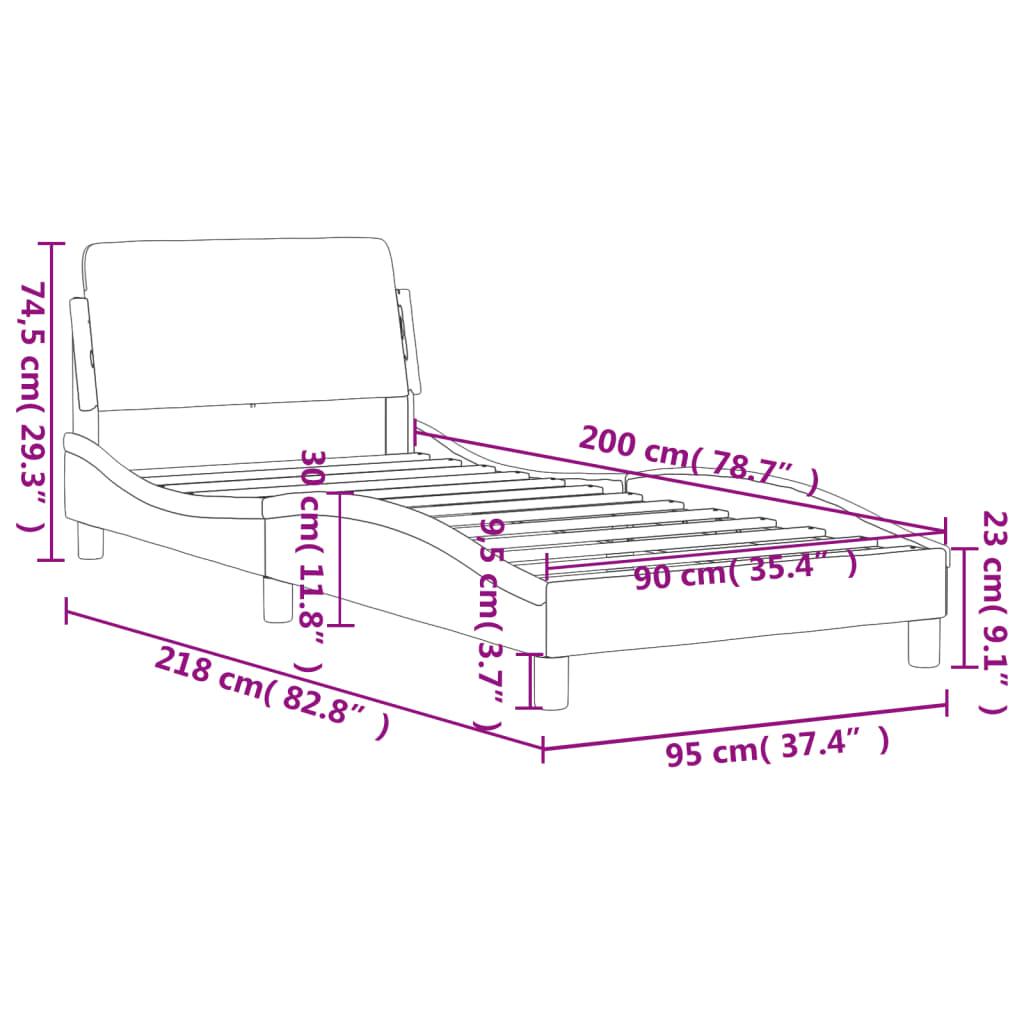 Sengeramme med hovedgærde uden madras Sort 90x200 cm Stof