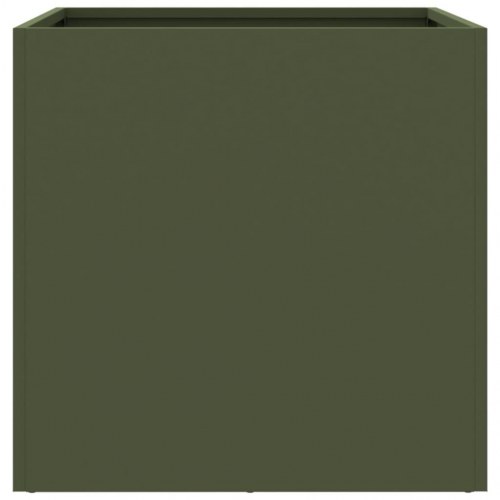 Plantekasse i stål 49 x 47 x 46 cm - olivengrøn