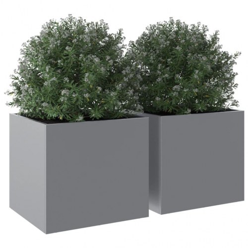 Plantekasser 2 stk. 32 x 30 x 29 cm - sølvfarvet