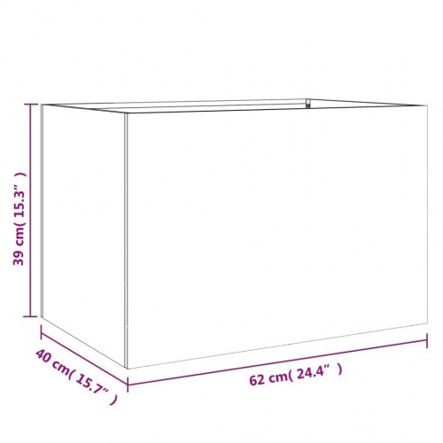 Plantekasse 62 x 40 x 39 cm - galvaniseret stål, sølvfarvet