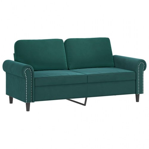 Sofasæt i velour - 2-pers. + 2-pers., mørkegrøn med hynder