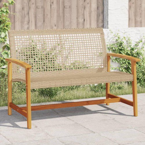 Havebænk 112 cm polyrattan og akacietræ beige