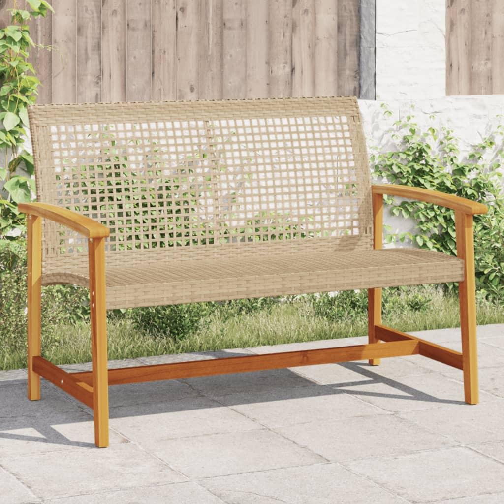 Havebænk 112 cm polyrattan og akacietræ beige billede