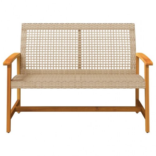 Havebænk 112 cm polyrattan og akacietræ beige