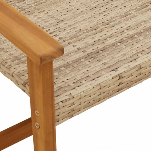 Havebænk 112 cm polyrattan og akacietræ beige
