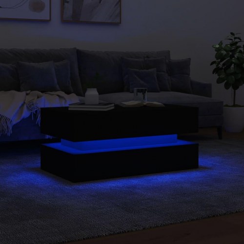 Sofabord med LED-lys 90x50x40 cm sort