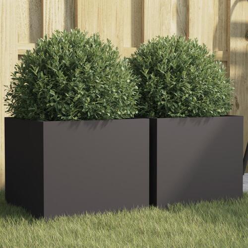 Plantekasser 2 stk. 32x30x29 cm stål sort