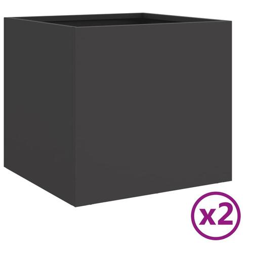 Plantekasser 2 stk. 32x30x29 cm stål sort